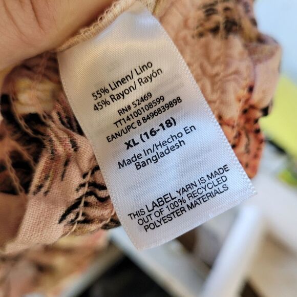 Palm Tree Hawaiian Shorts Linen Blend Pink Vacation Beach Cruise Women' Size XL - Picture 5 of 5